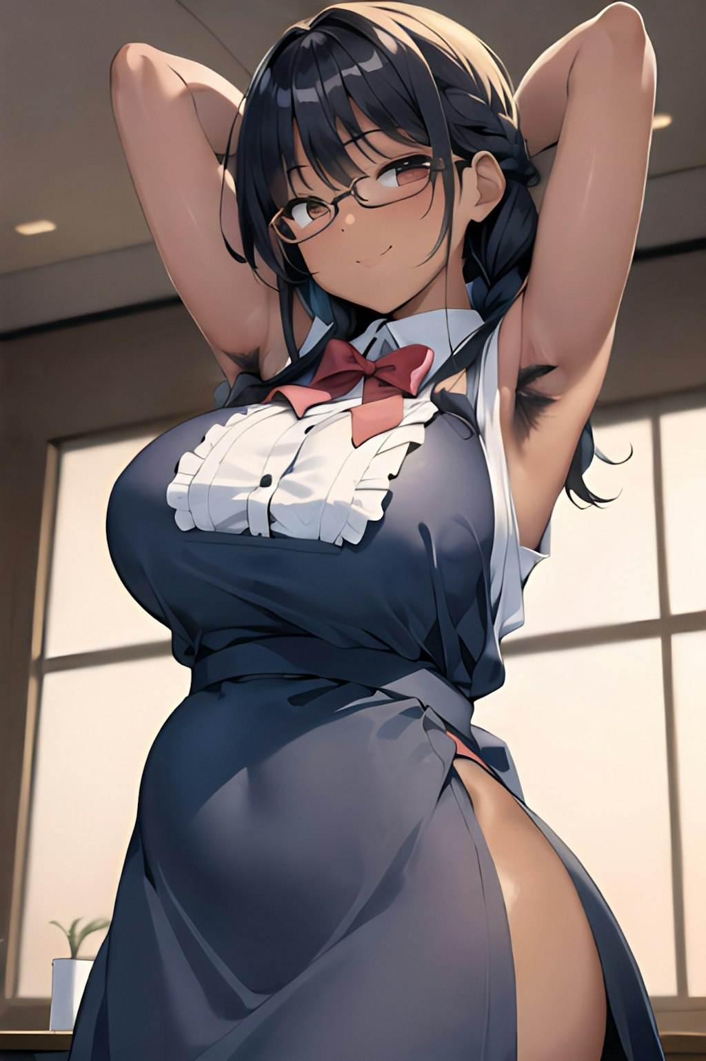 脇毛の巨乳お姉さん