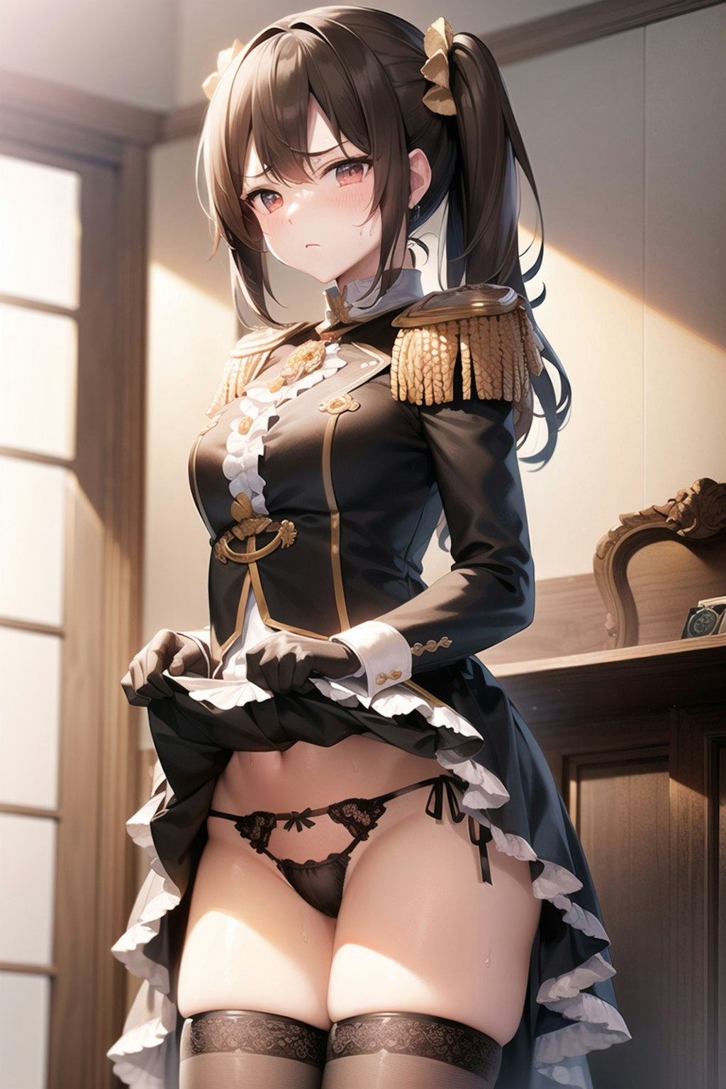 嫌な顔でパンツ見せる娘～軍人編～