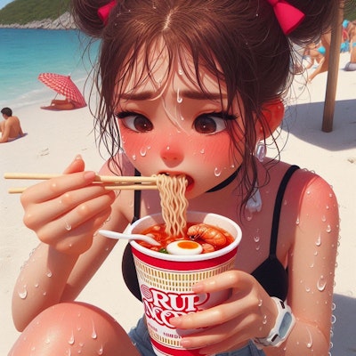 夏はやっぱり、red seafood noodle