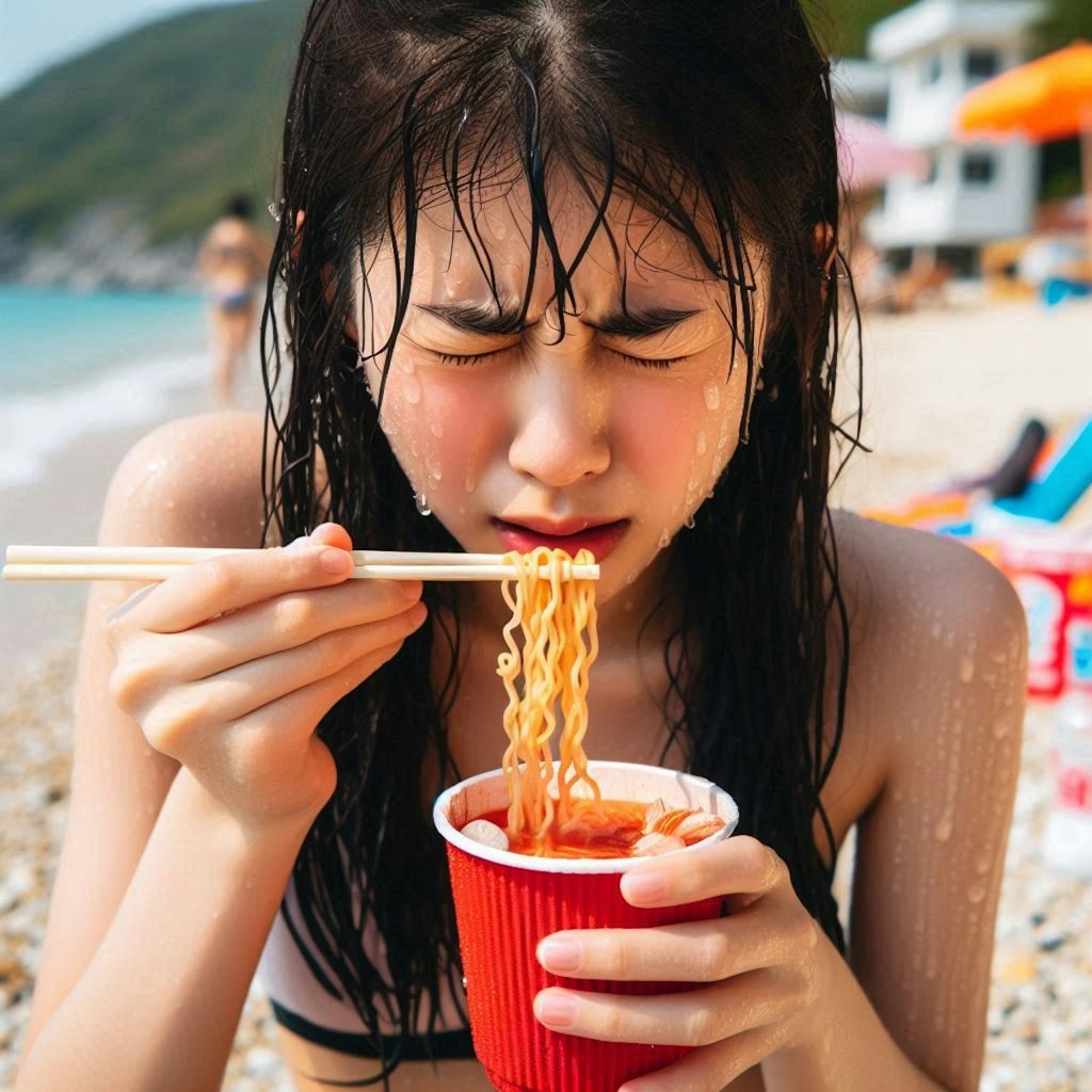 夏はやっぱり、red seafood noodle