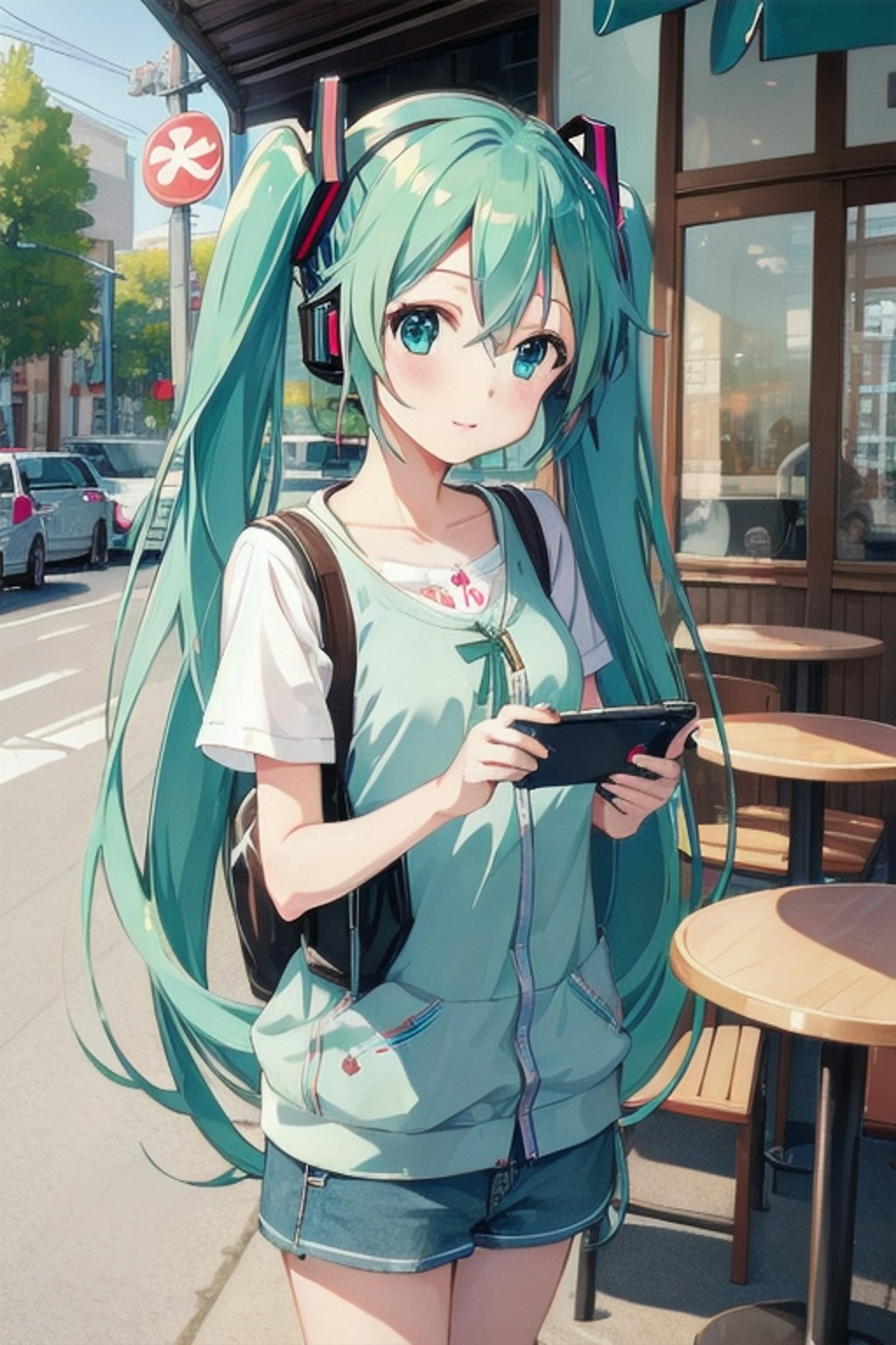 カフェで過ごす初音ミク