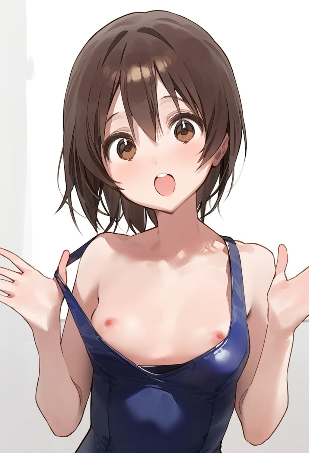 スク水からおっぱいがはみ出ている女の子