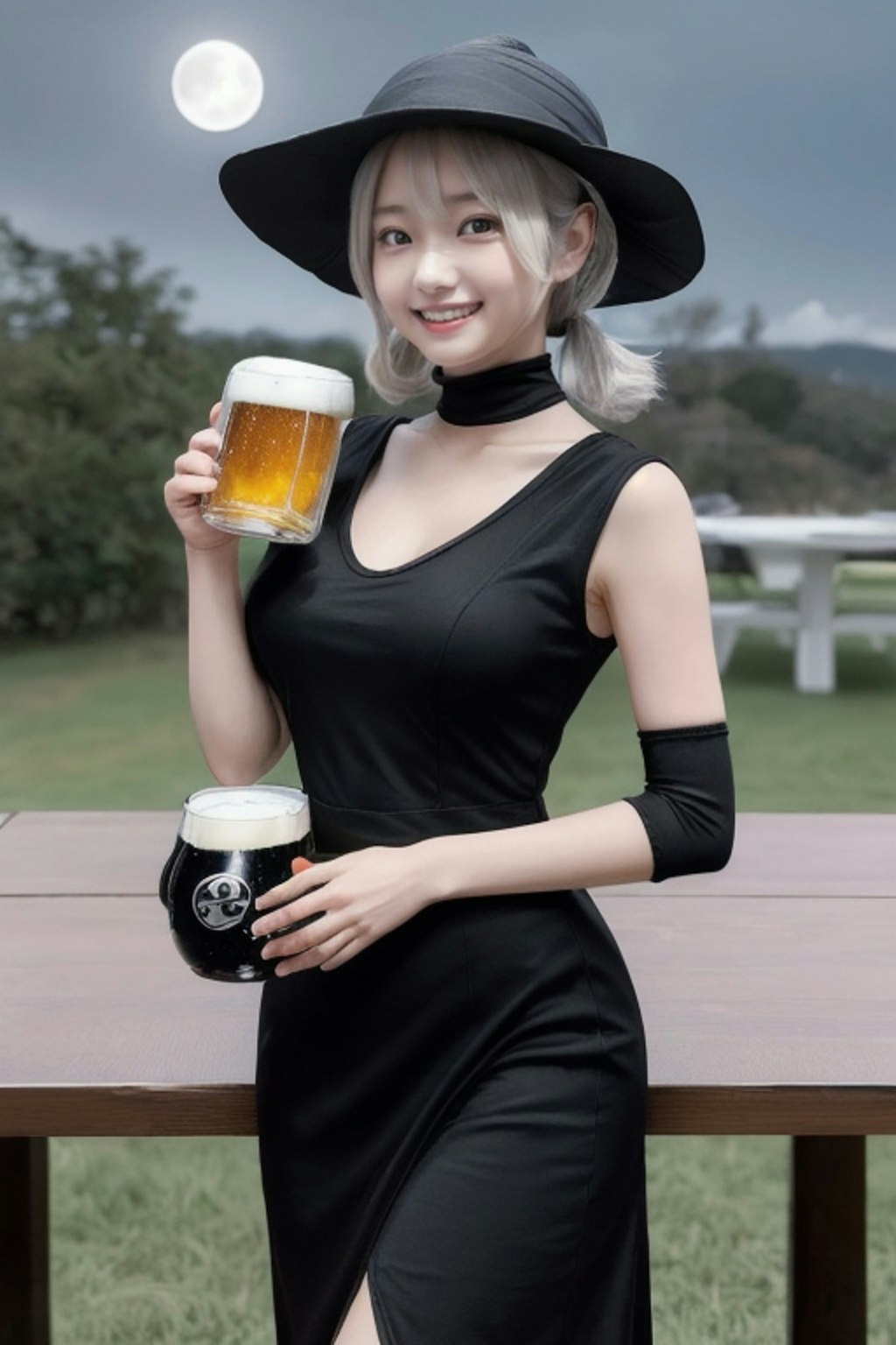 ビアガーデンでがぶ飲みちゃん