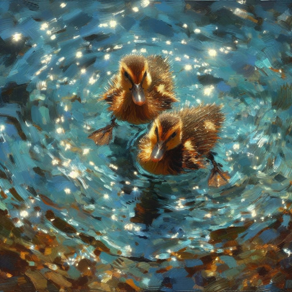 Ducks in blue water