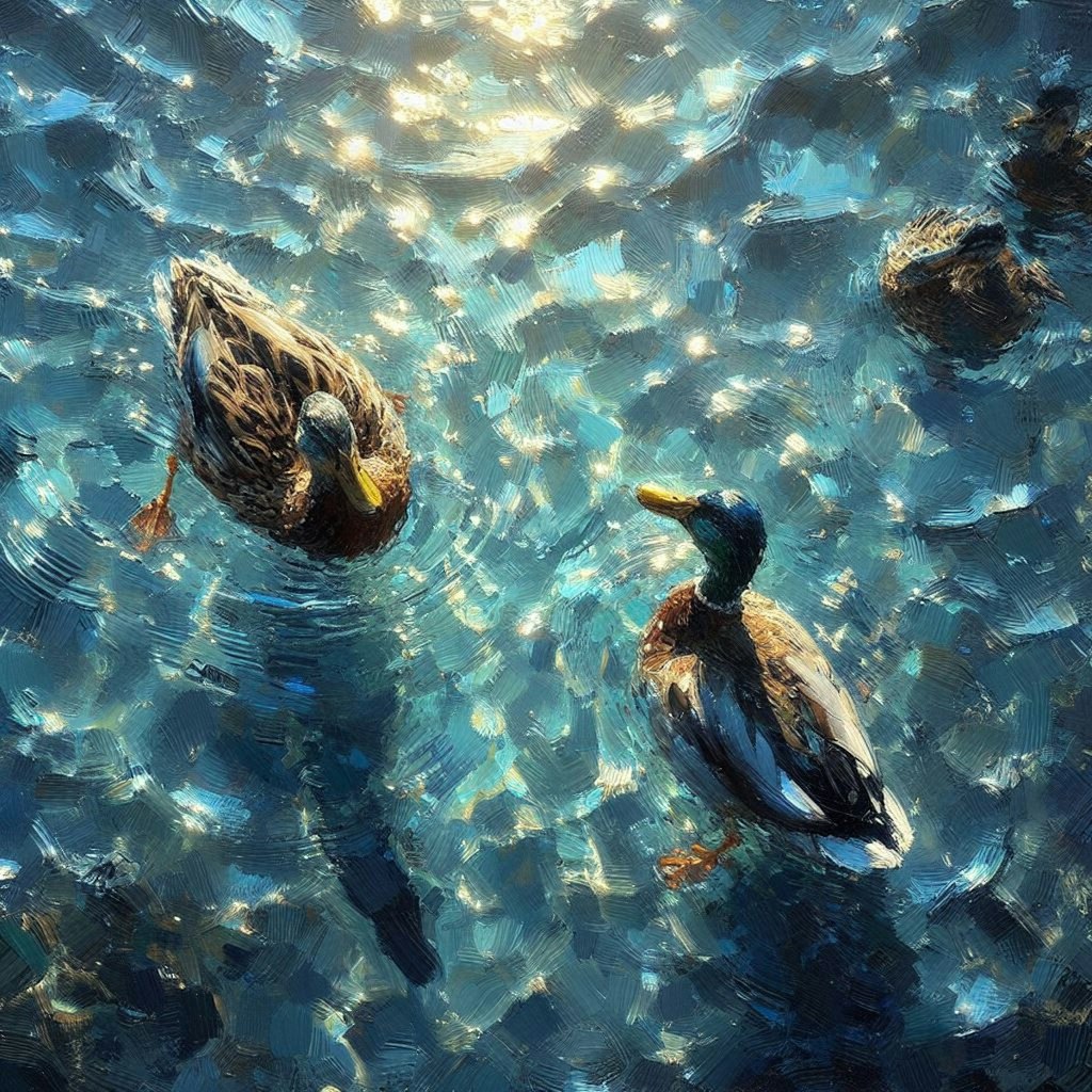 Ducks in blue water