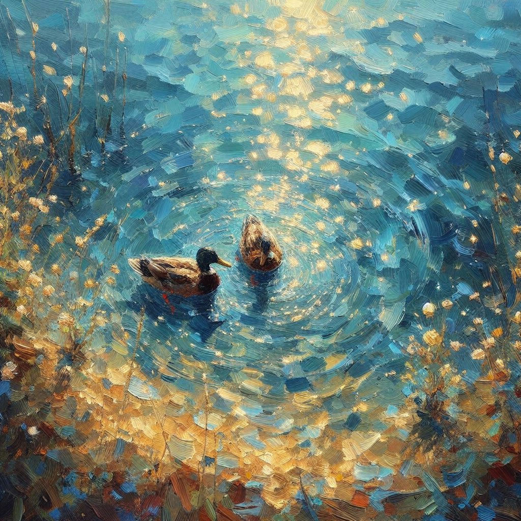 Ducks in blue water