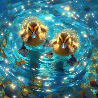 Ducks in blue water