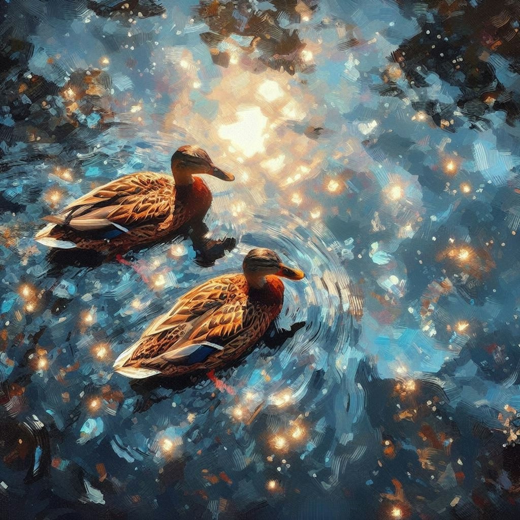 Ducks in blue water