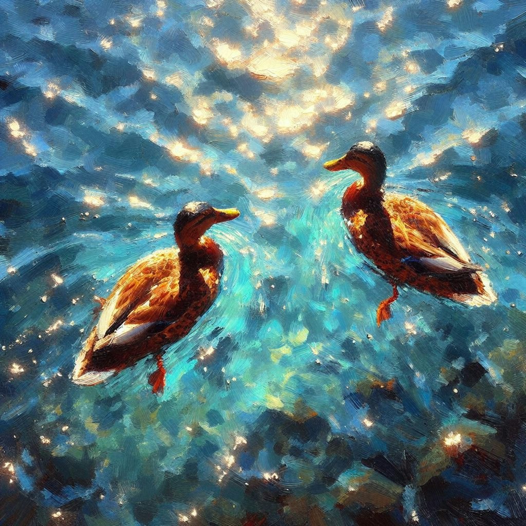 Ducks in blue water