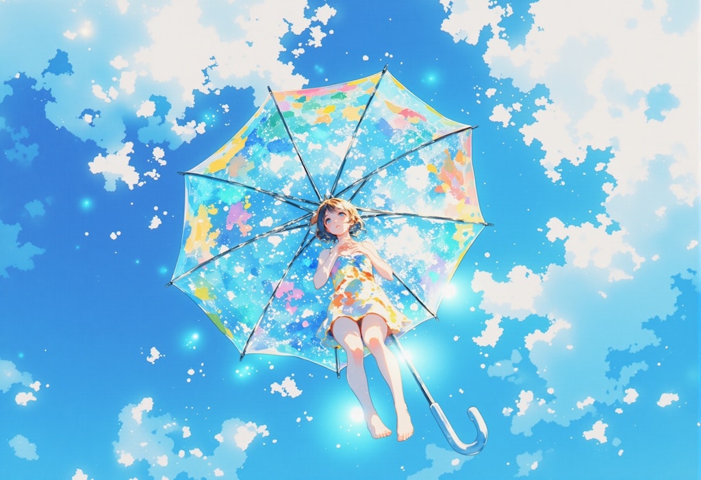 透明な傘と女の子