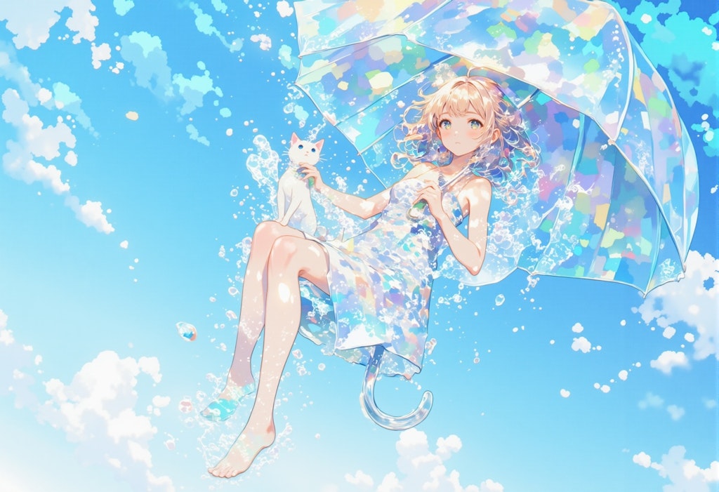 透明な傘と女の子