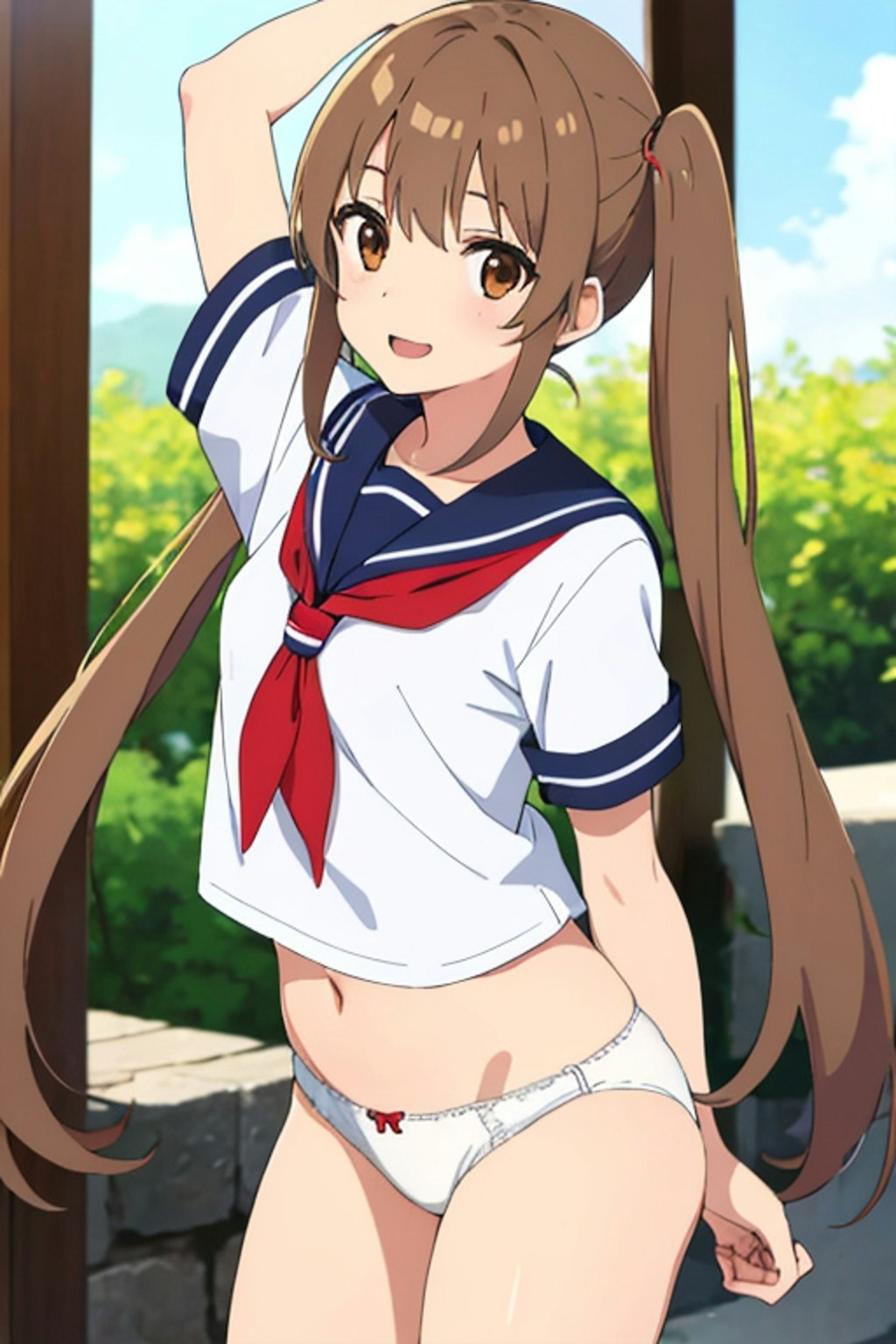 Serafuku twintails girl