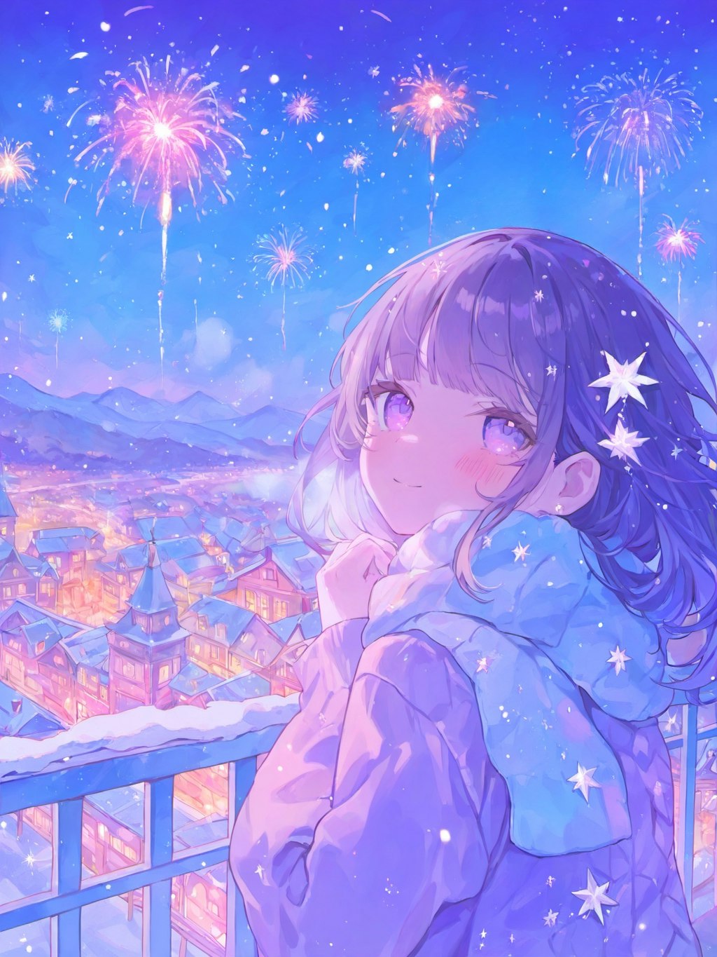 冬の夜空を彩る花火