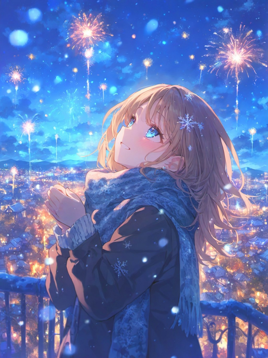 冬の夜空を彩る花火