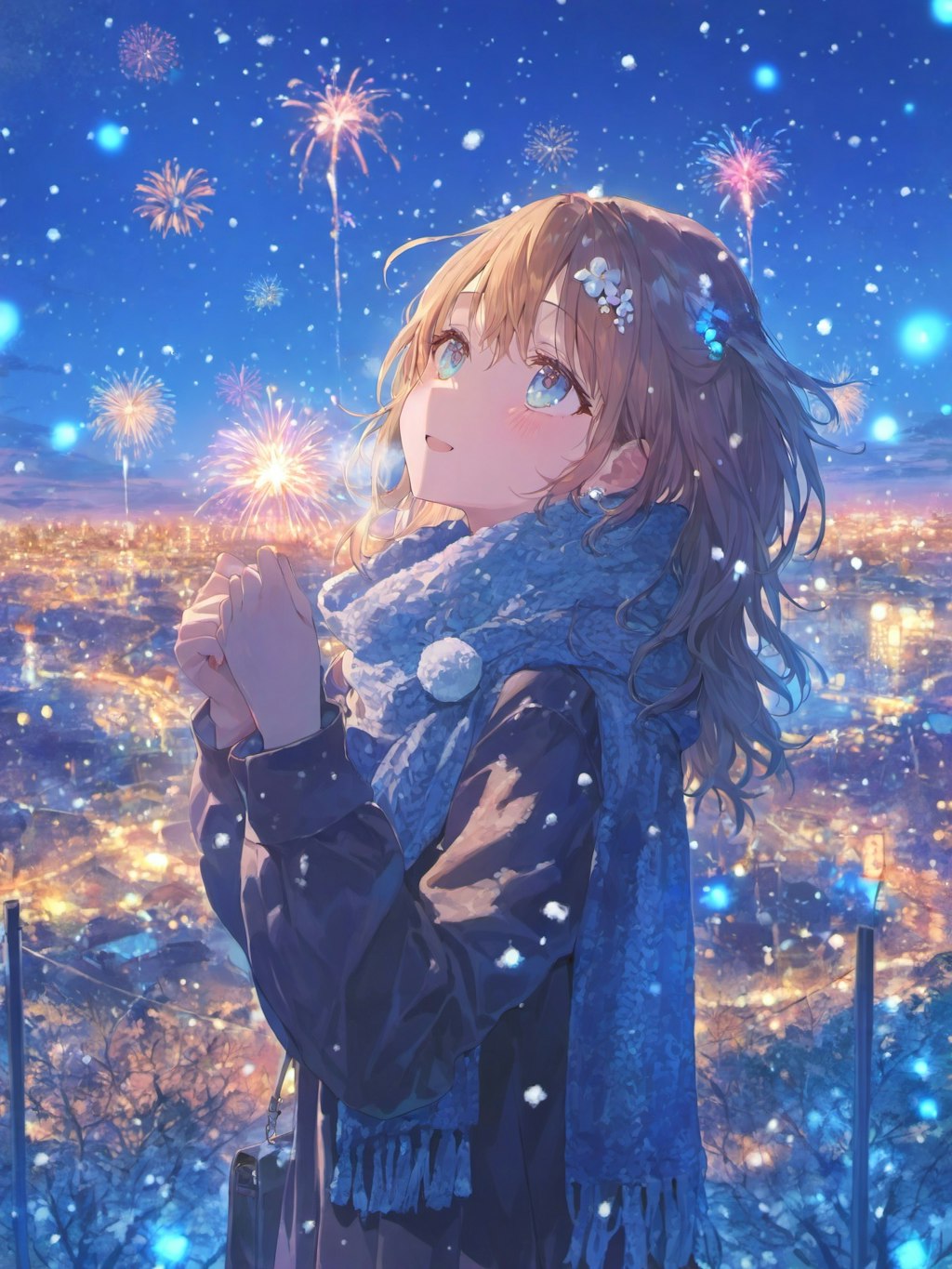 冬の夜空を彩る花火