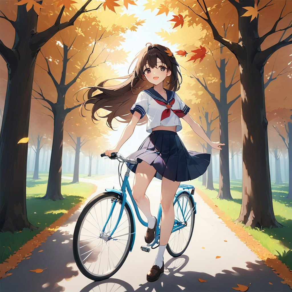 セーラー服の少女と自転車１０