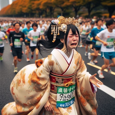 【謎画像】東京マラソンに知らない間にエントリーされていた平安貴族の女の子