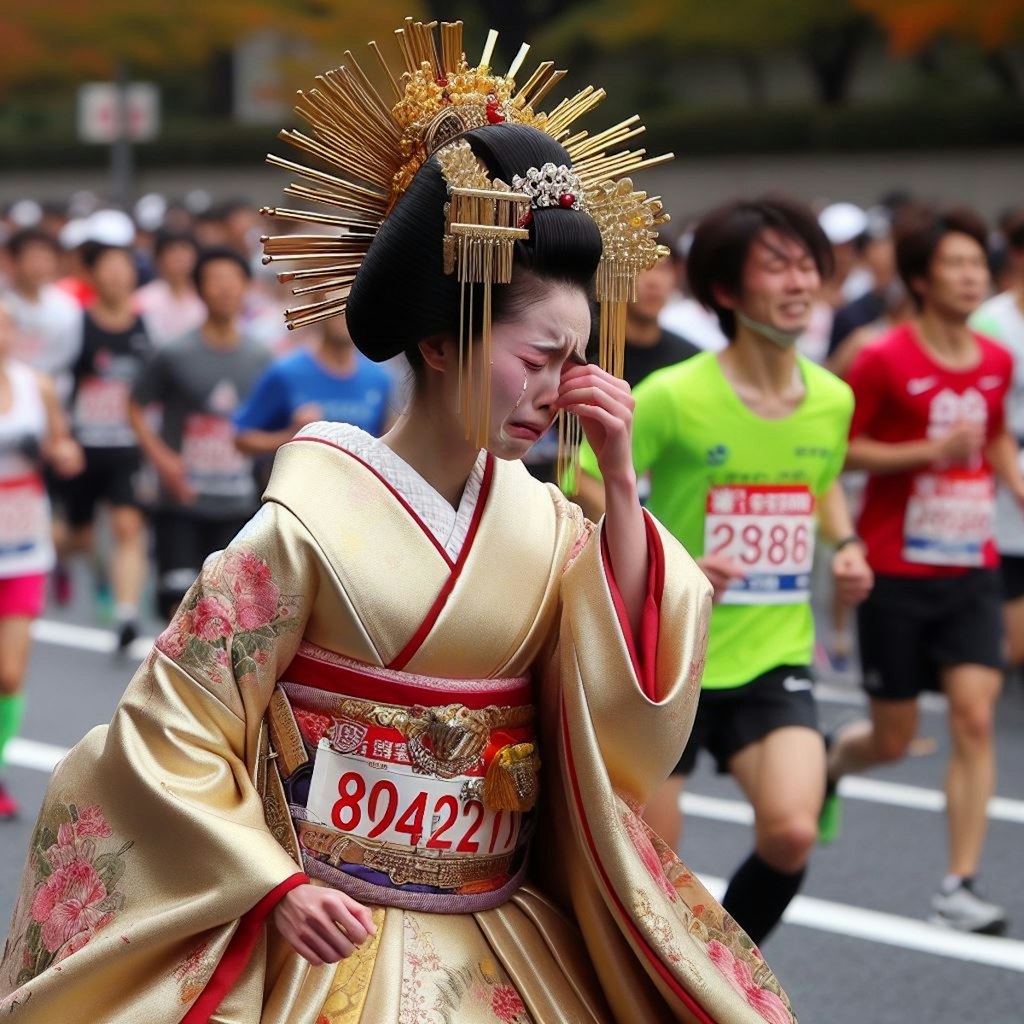 【謎画像】東京マラソンに知らない間にエントリーされていた平安貴族の女の子