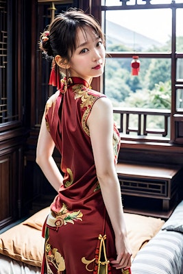 Back view of Chinese dress