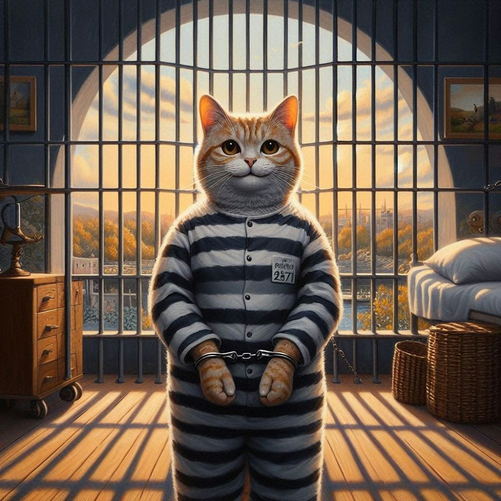 アクリル風　#ボーダー 監獄猫