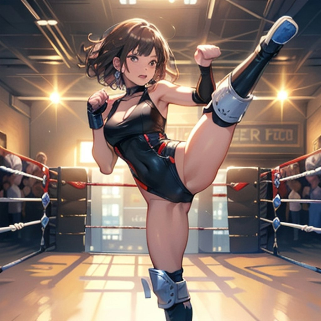 PBIW：ロボット娘さんの公式プロンプトをベースにして4＜修正と(fighting stance)を追加、さらに強調＞