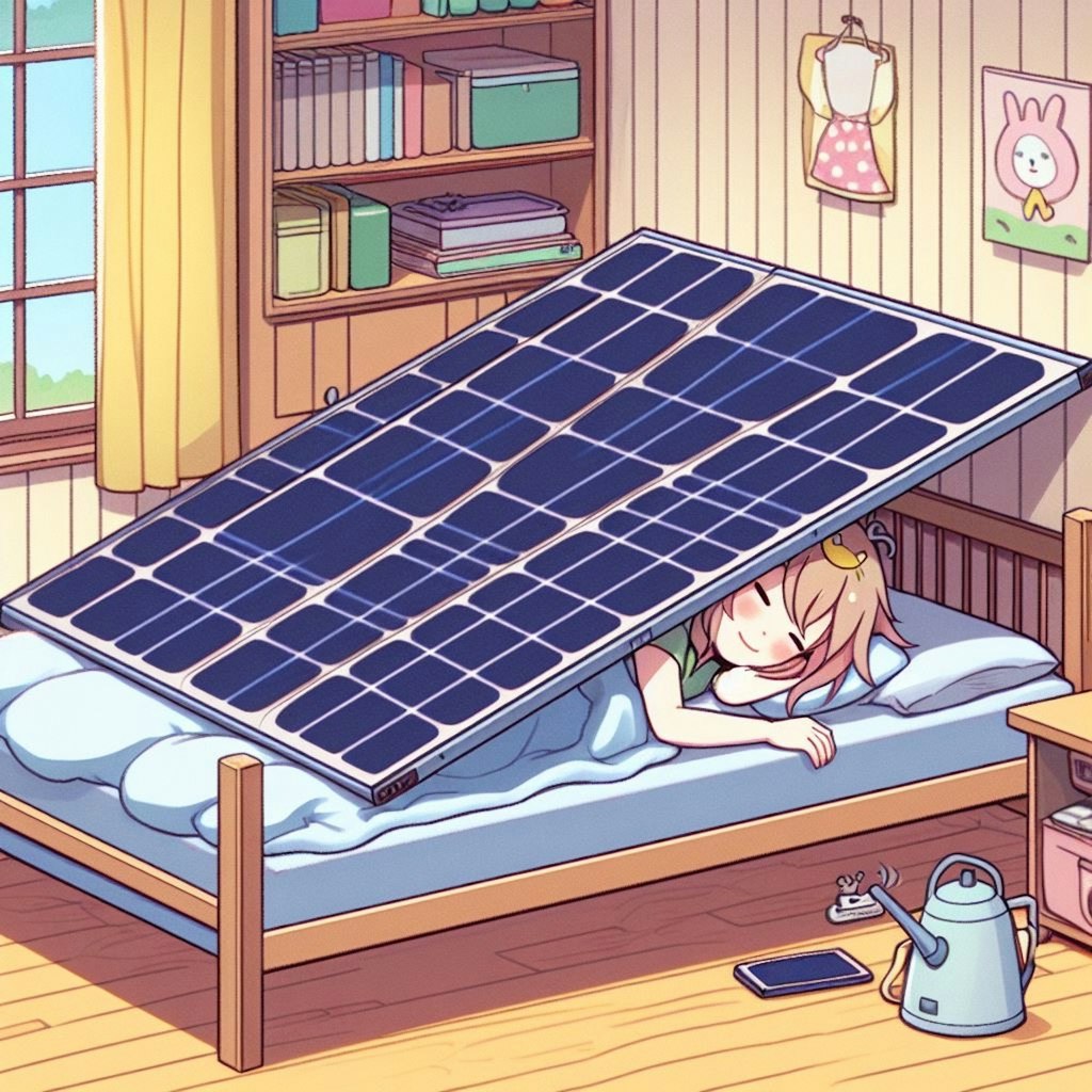 【謎画像】寝ながら発電しようとする女の子