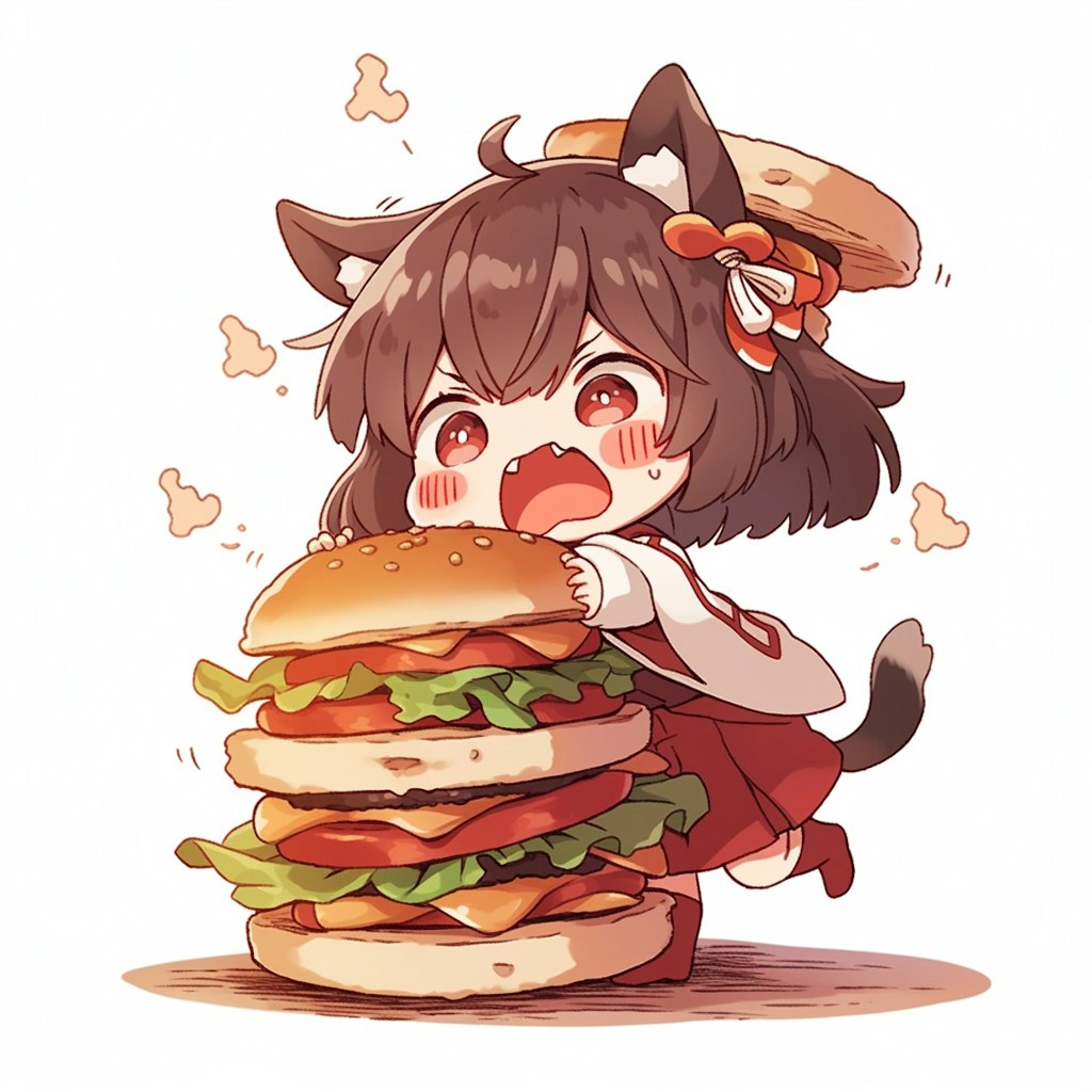 ハンバーガー食べるにゃ🍔