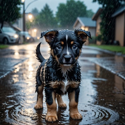 濡れた犬