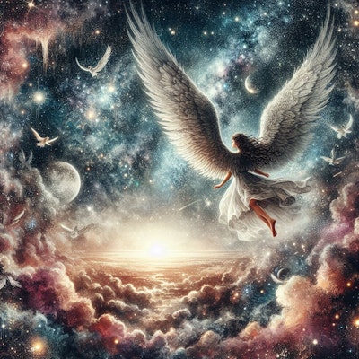 銀河を飛ぶ天使