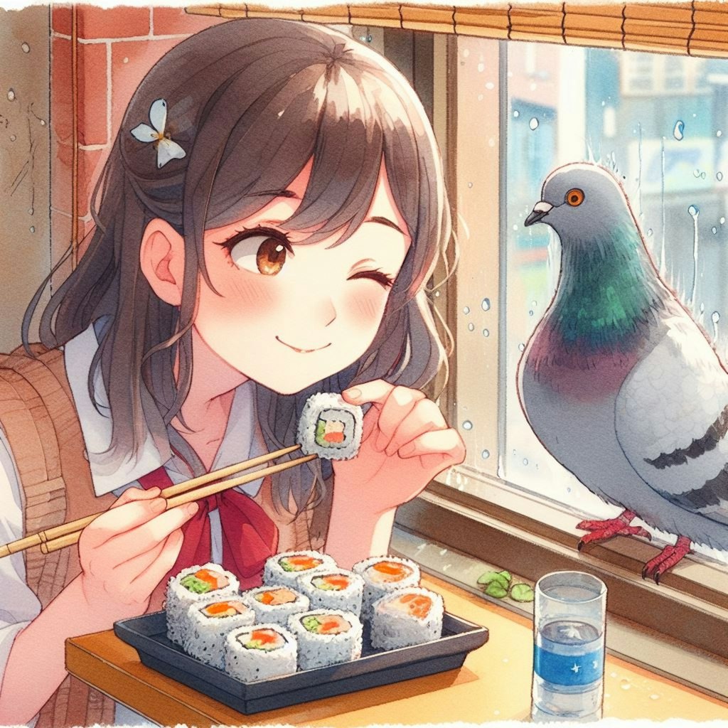 鳩にウィンク