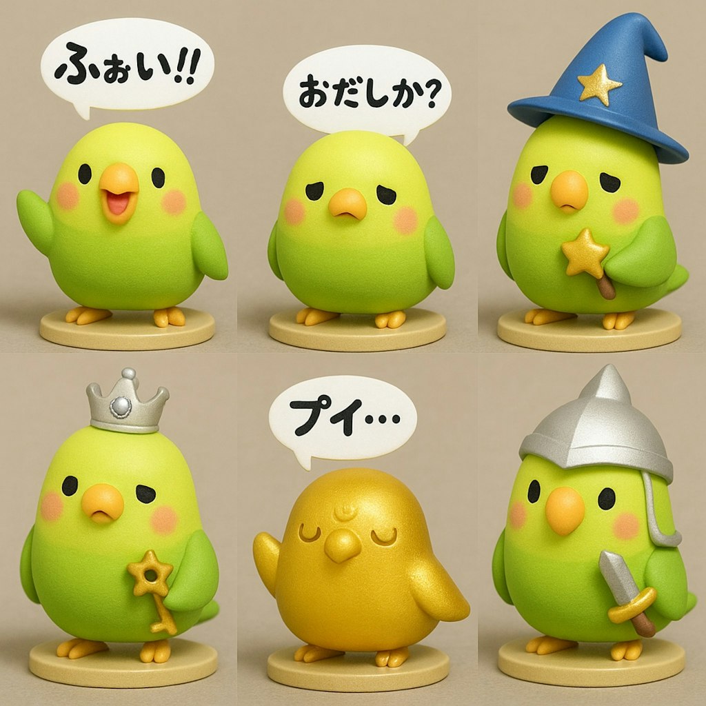 喋るインコのフィギュア