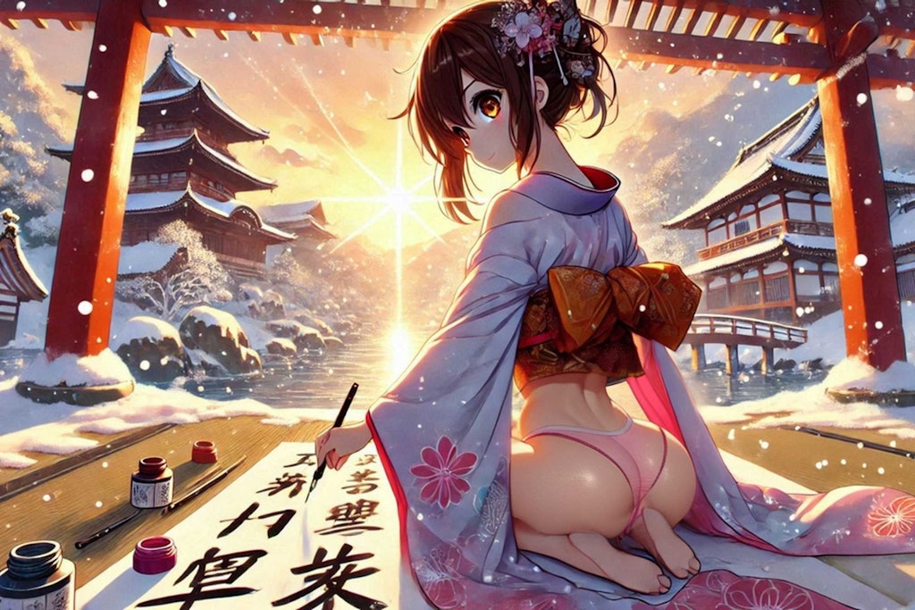 おっぱい寺の書初め