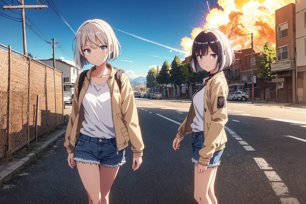 爆発と少女