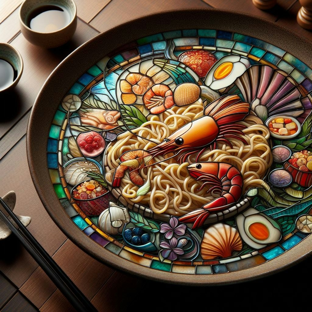 ステンドグラスのseafood noodle