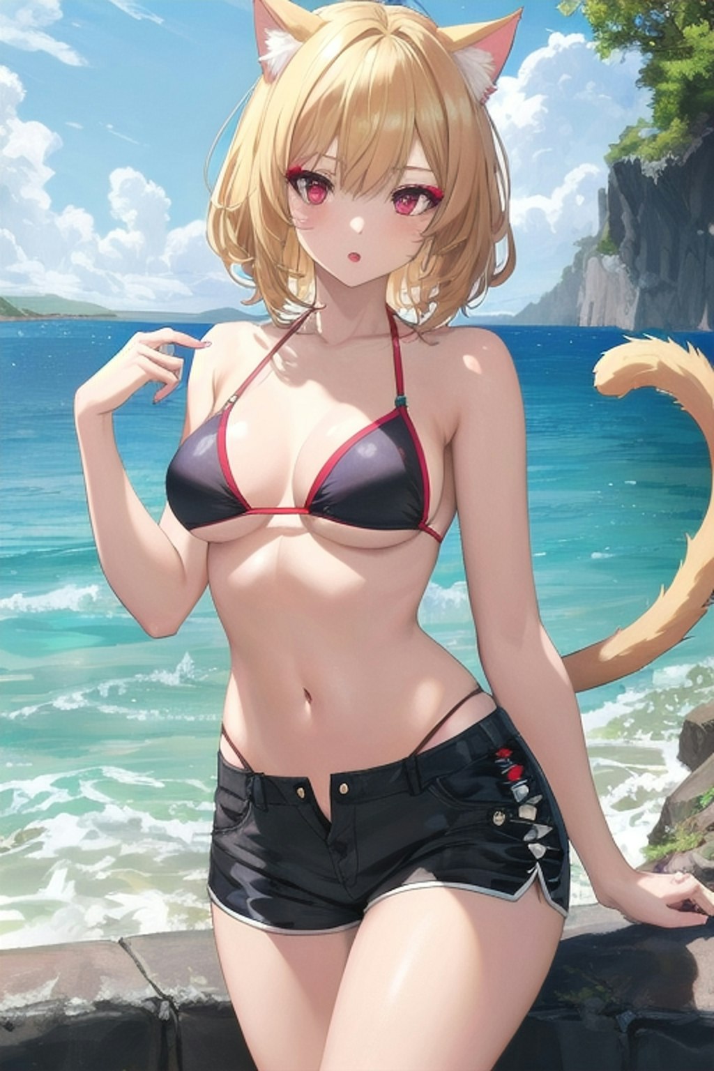 猫娘の水着集