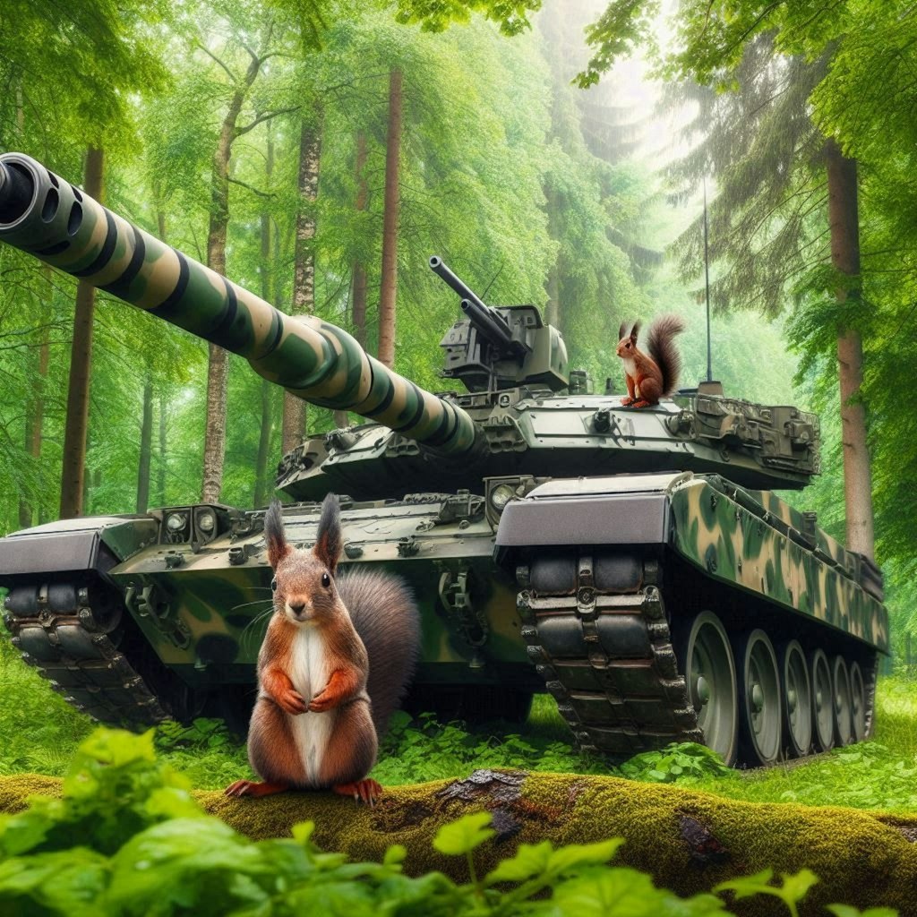 戦車とリス