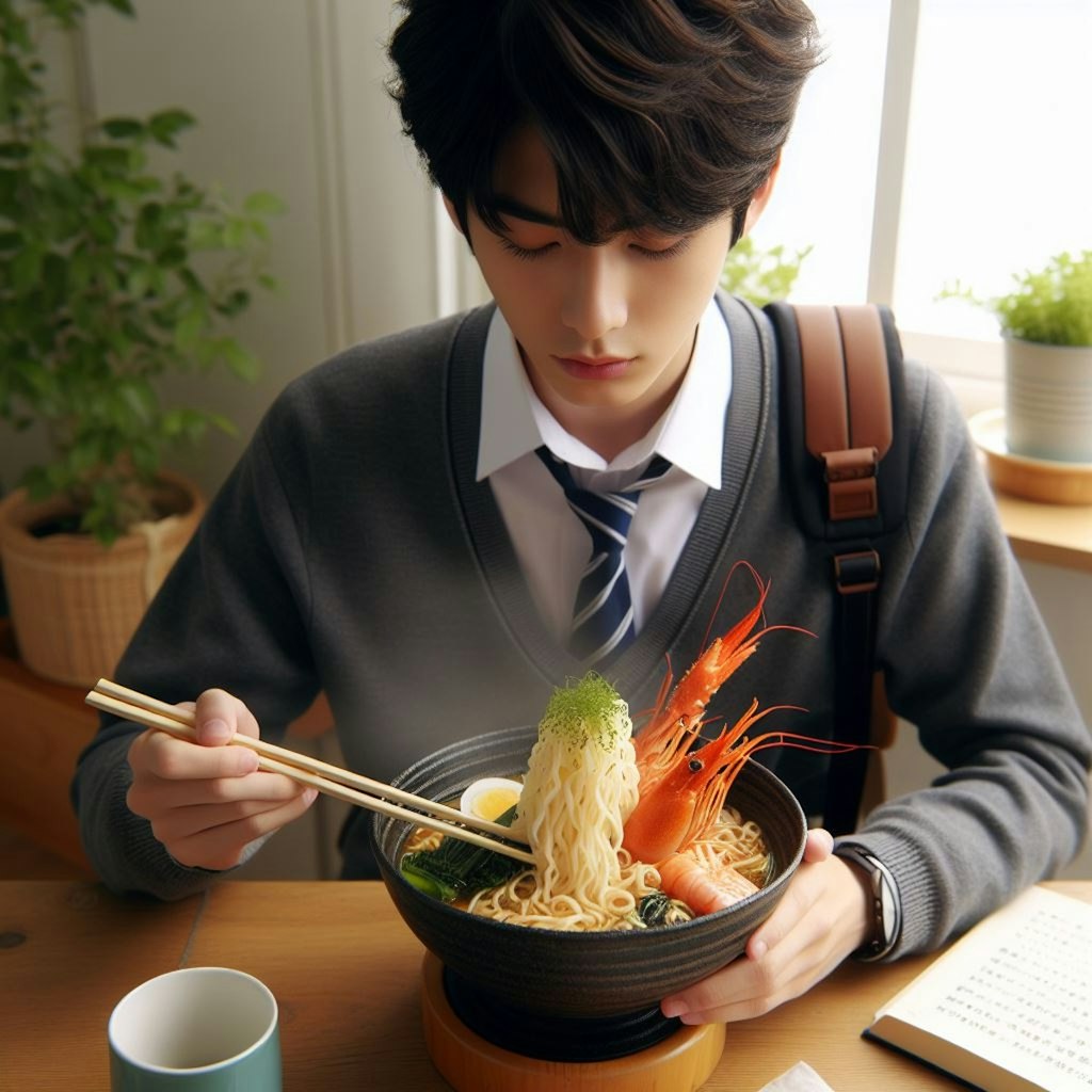男子高校生seafood noodle