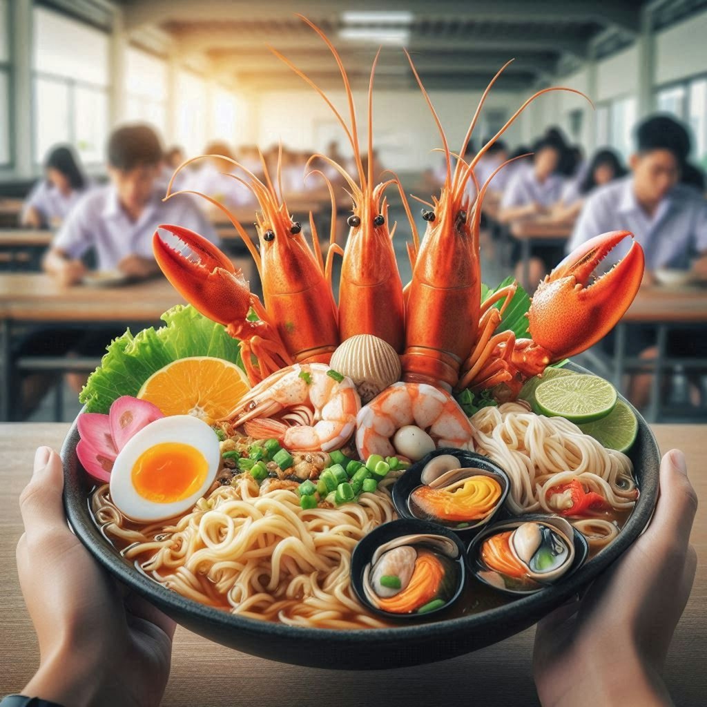 学食に出るseafood noodle