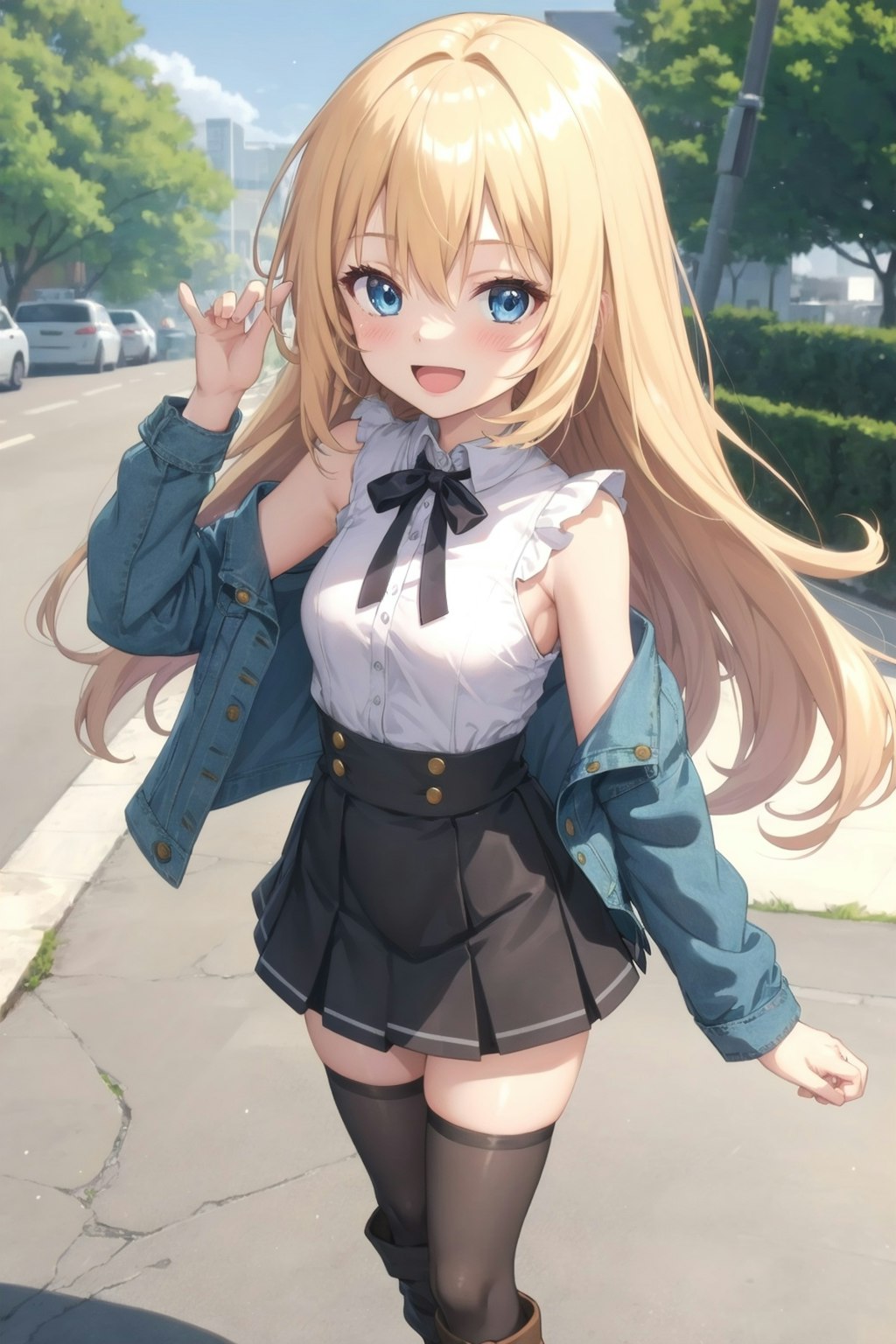 デニムジャケットの金髪ちゃん