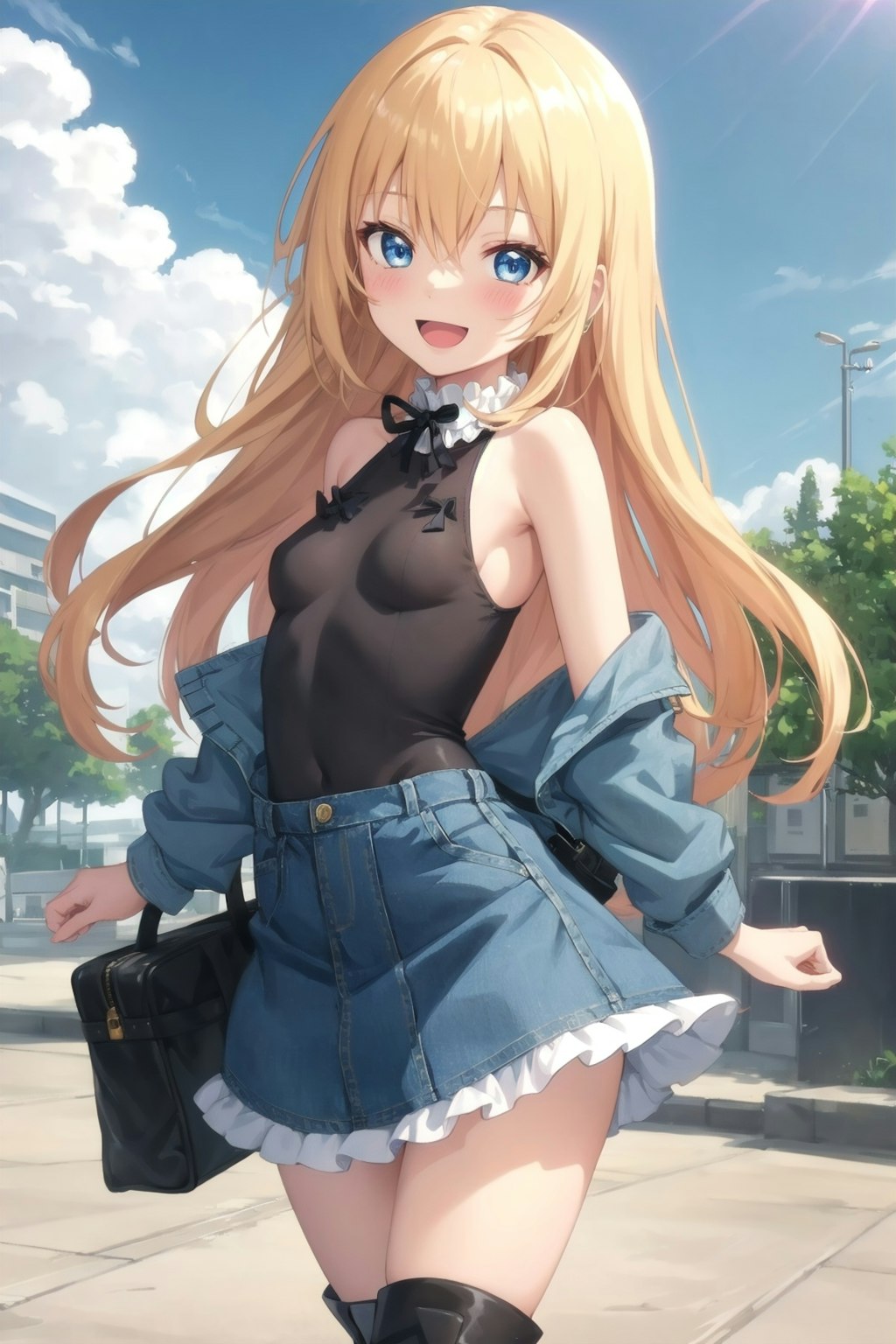 デニムジャケットの金髪ちゃん