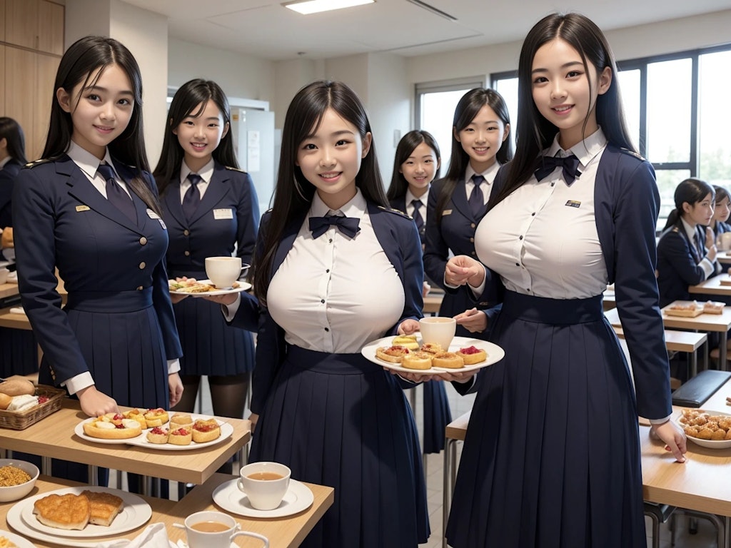 女子寮の朝食バイキング