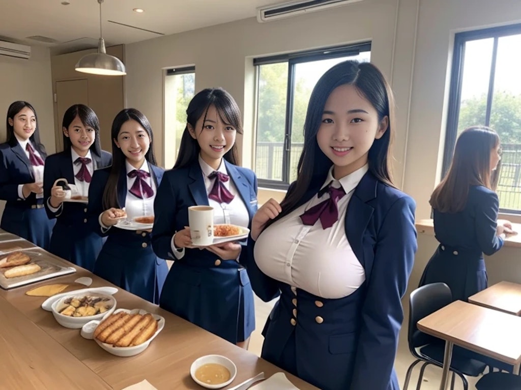 女子寮の朝食バイキング