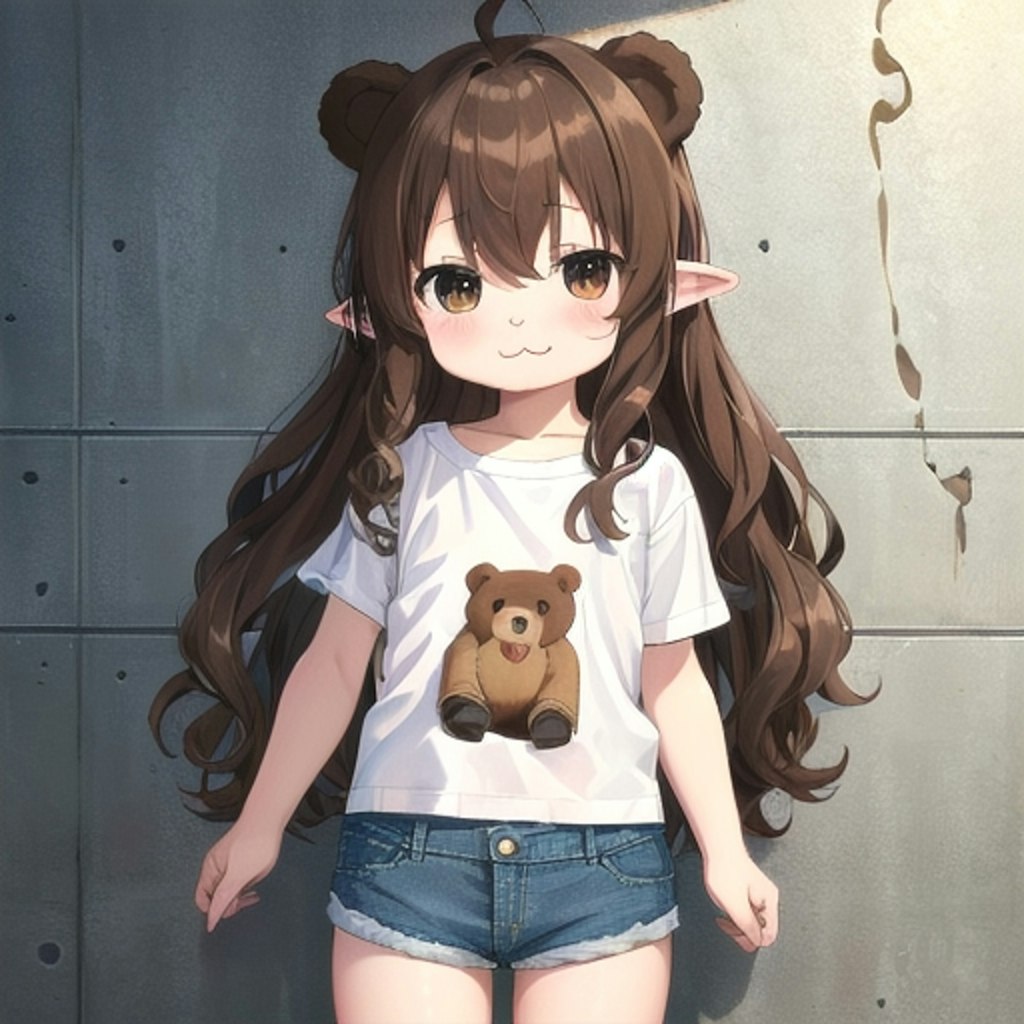 熊耳娘にエルフ耳が付くので、髪型変えてみたけどダメだったorz