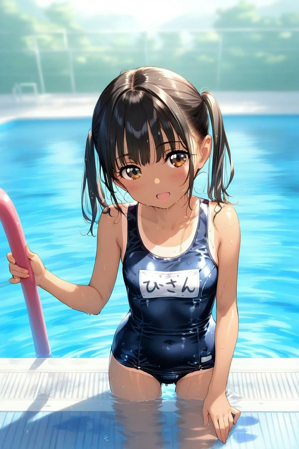 ツインテールのスク水美少女