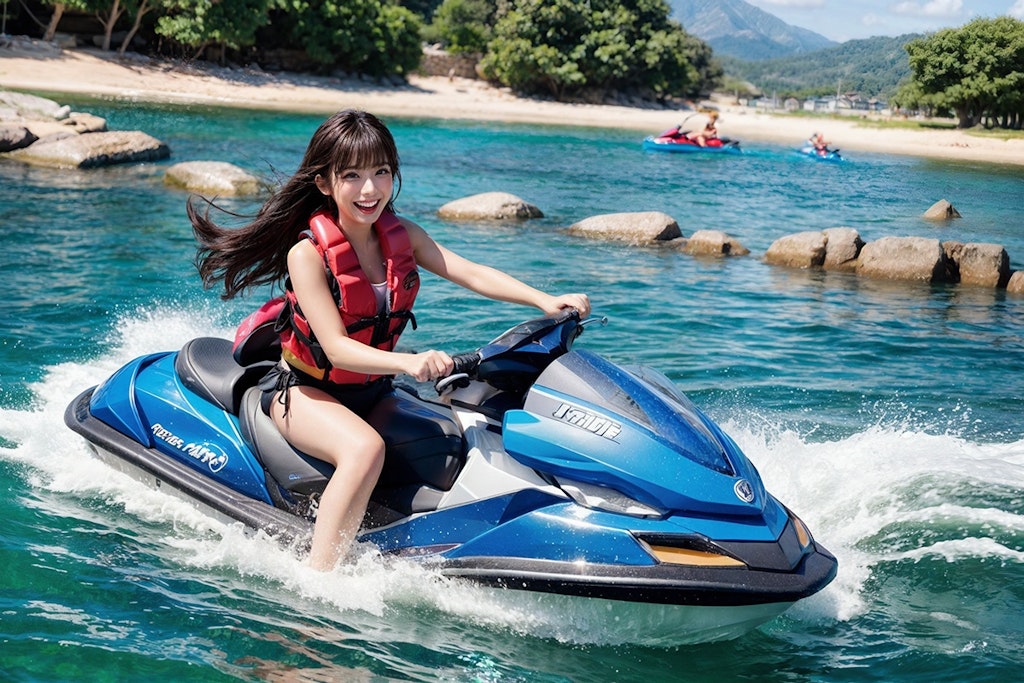 Girl on a Water Bike