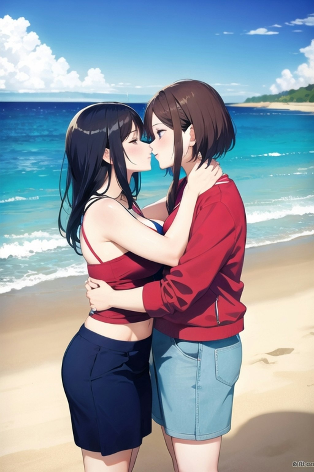 ビーチで百合💕