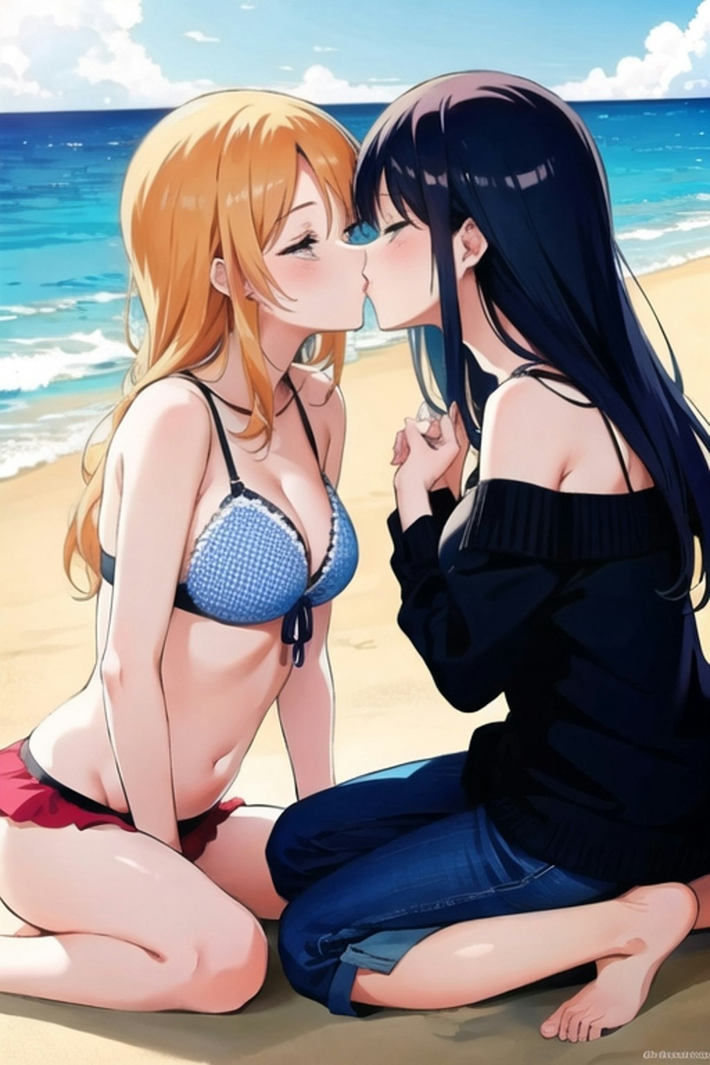 ビーチで百合💕