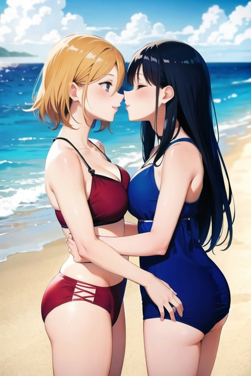 ビーチで百合💕