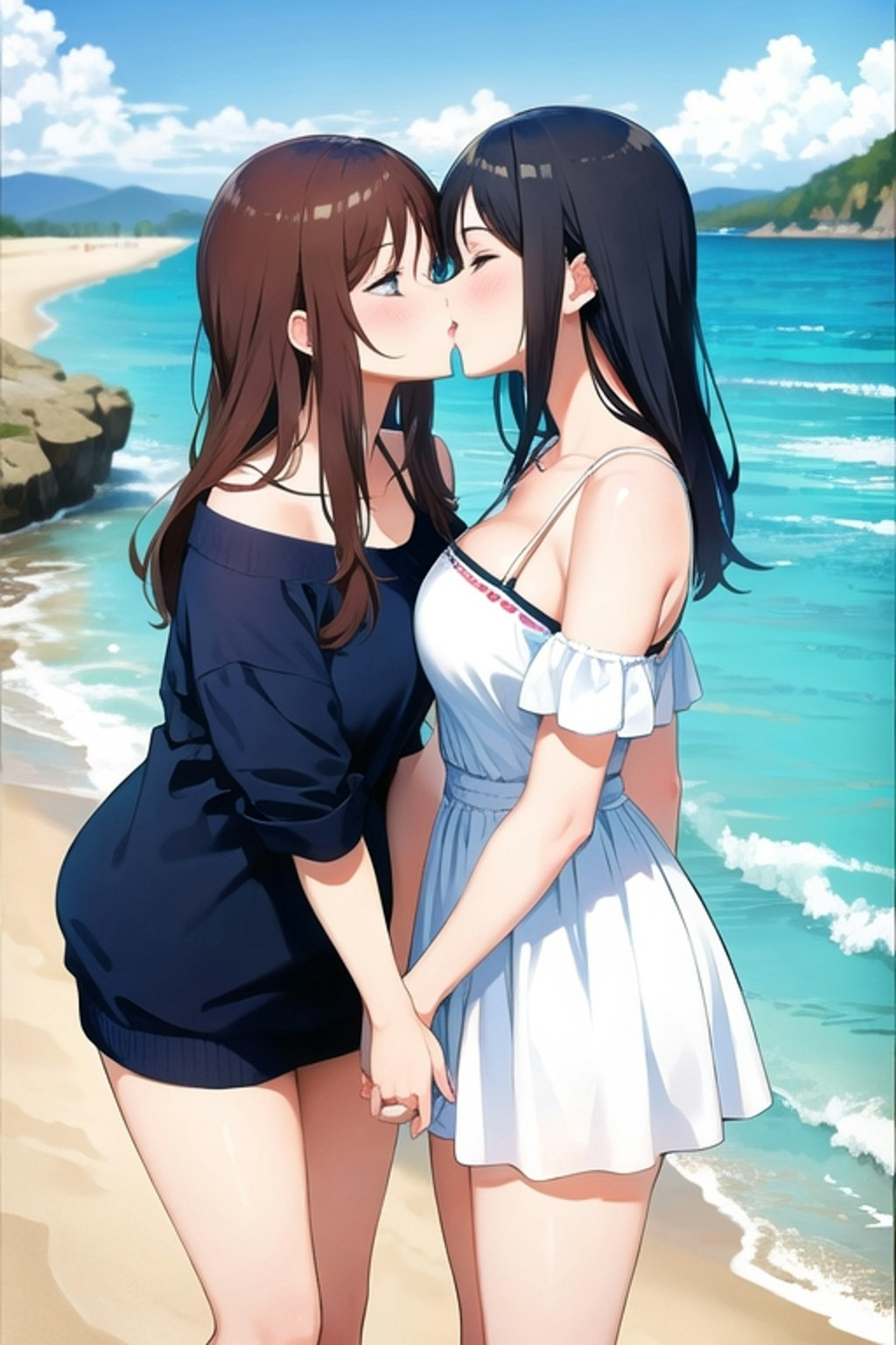 ビーチで百合💕