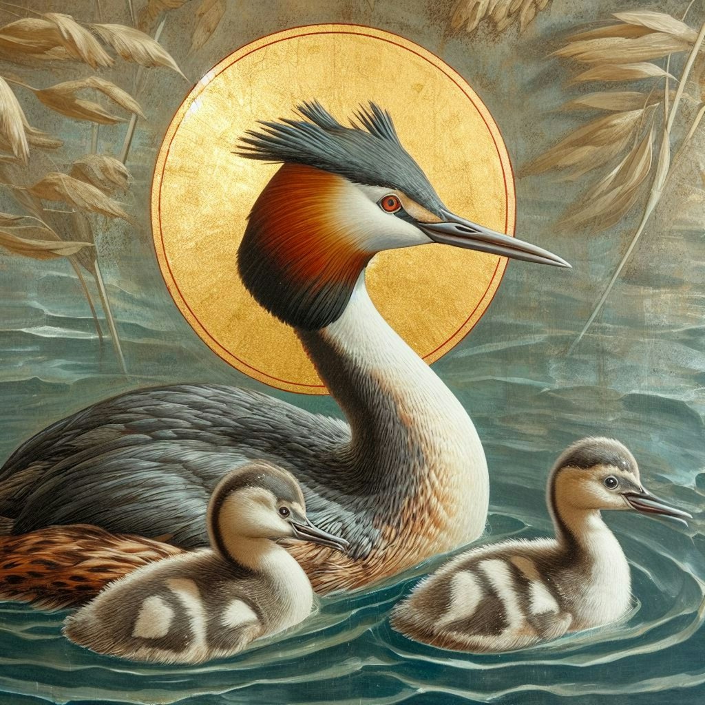 Grebes on church mural